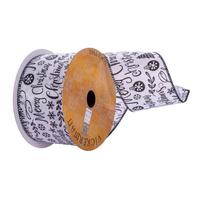 View 2.5"x30' White / Black Merry Christmas Ribbon