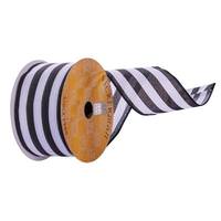 Vickerman 2.5"x30' White / Black Stripe Ribbon