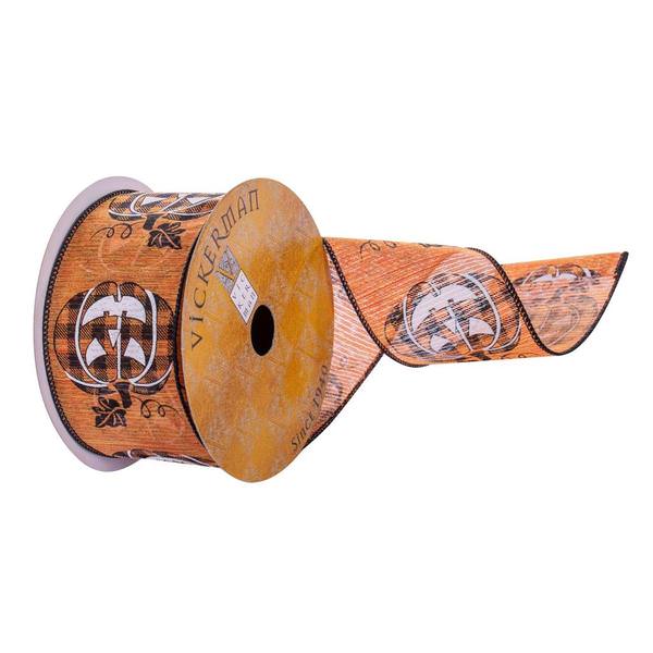 2.5"x30' Orange Plaid Pumpkin Ribbon