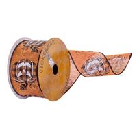 Vickerman 2.5"x30' Orange Plaid Pumpkin Ribbon