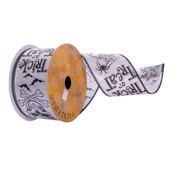 2.5"x30' White / Black Trick Or Treat Ribbon