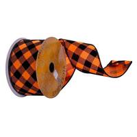 Vickerman 2.5"x30' Orange / Black Plaid Ribbon