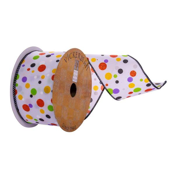 2.5"x30' White / Multi-Color Dots Ribbon