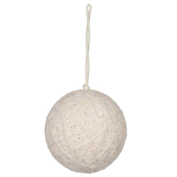 5" Ivory Wool Ball Ornament (2 pack)