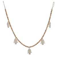 Vickerman 5' White Felt Tree and Natural Wood Bead Garland
