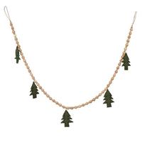 Vickerman 5' Green Felt Tree and Natural Wood Bead Garland