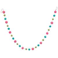 Vickerman 6' Pink/Turquoise/Lime Wool Pom Pom Garland
