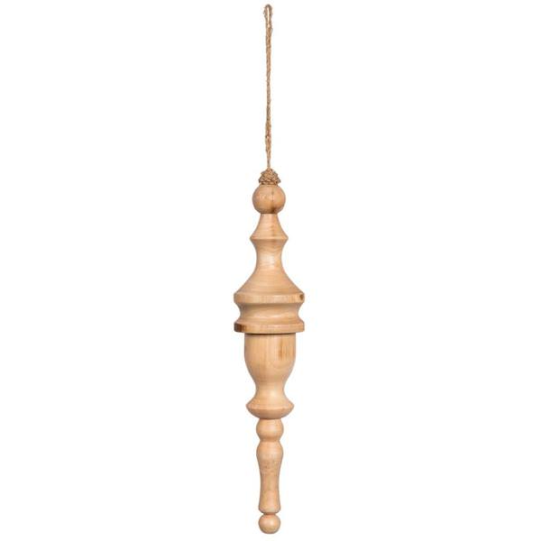 12" Light Natural Turned Wood Finial Ornament (2 Pack)
