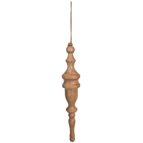 15" Light Natural Turned Wood Finial Ornament (2 Pack)