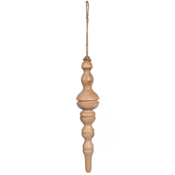 12" Light Natural Turned Wood Finial Ornament (2 Pack)