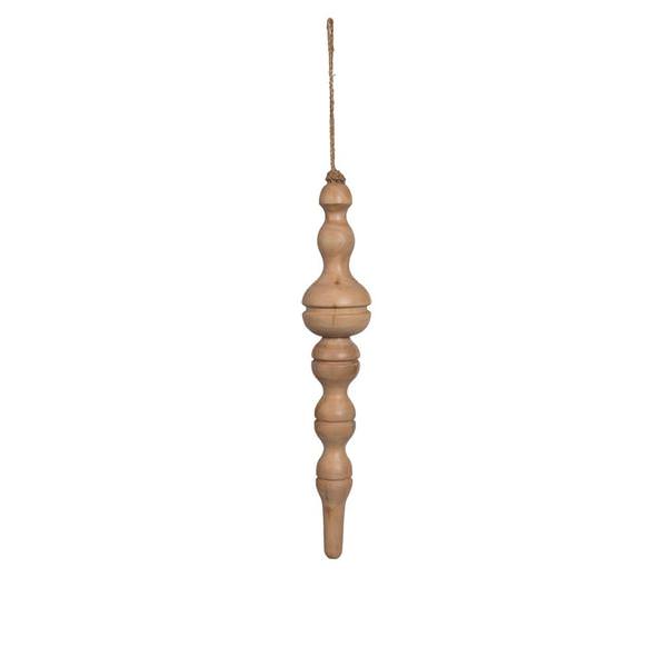 15" Light Natural Turned Wood Finial Ornament (2 Pack)
