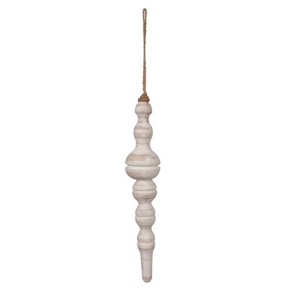 12" White Washed Turned Wood Finial Ornament (2 Pack)