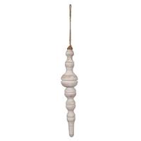 Vickerman 12" White Washed Turned Wood Finial Ornament (2 Pack)
