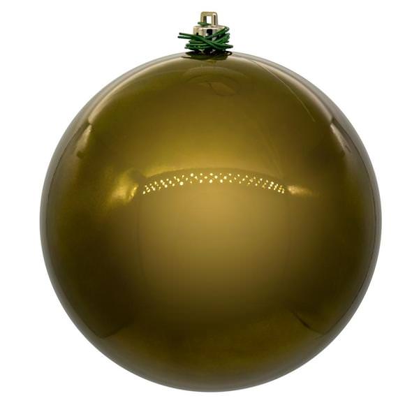 3" Olive Pearl Ball UV Drilled Cap Ornament (12 Pack)
