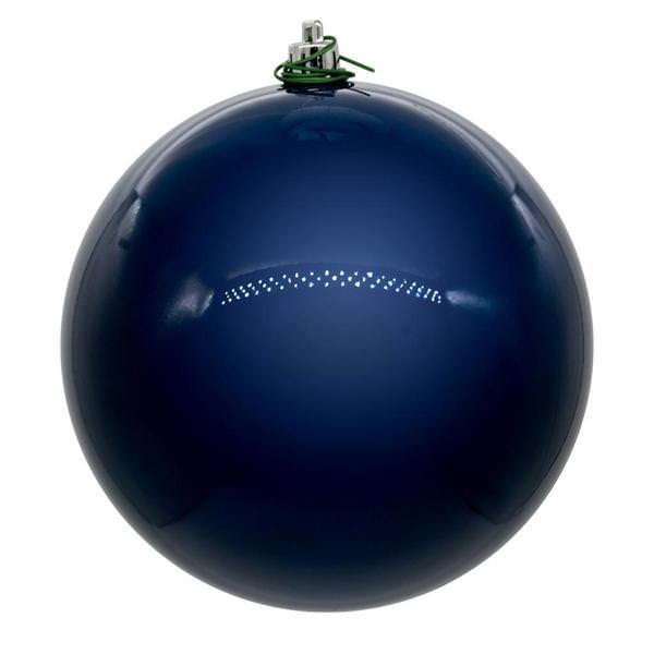 3" Midnight Blue Pearl Ball UV Drilled Cap Ornament (12 Pack)