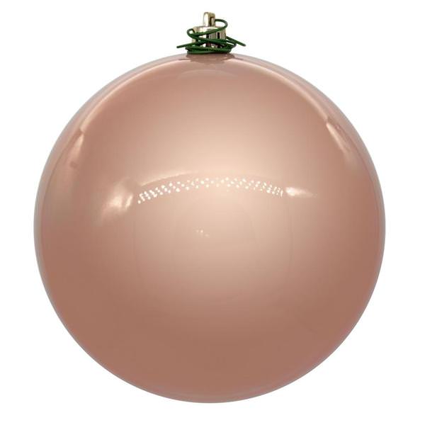3" Rose Gold Pearl Ball UV Drilled Cap Ornament (12 Pack)
