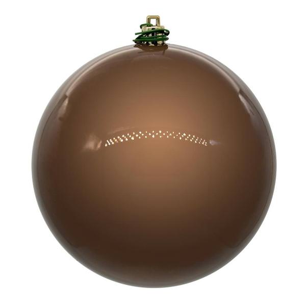 3" Mocha Pearl Ball UV Drilled Cap Ornament (12 Pack)
