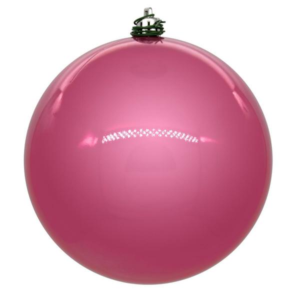 3" Pink Pearl Ball UV Drilled Cap Ornament (12 Pack)