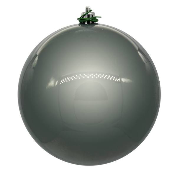 3" Pewter Pearl Ball UV Drilled Cap Ornament (12 Pack)