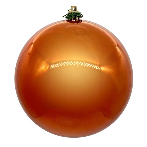 4" Burnished Orange Pearl Ball Ornament (6 Pack)