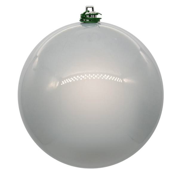 10" Silver Pearl Ball UV Drilled Ornament