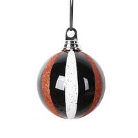 Vickerman 4" Black / White / Orange Round Ball (4 Pack)