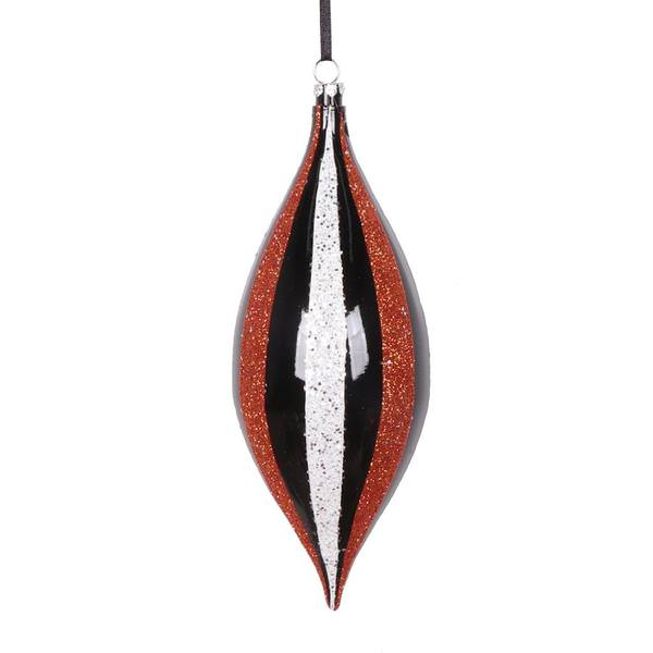 7" White / Black / Orange Shuttle Drop Ornament (4 Pack)