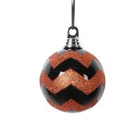 Vickerman 4" Black / Orange Round Ball (4 Pack)