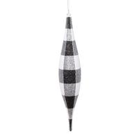 Vickerman 13" White / Black Plaid Glitter Ornament (2 Pack)