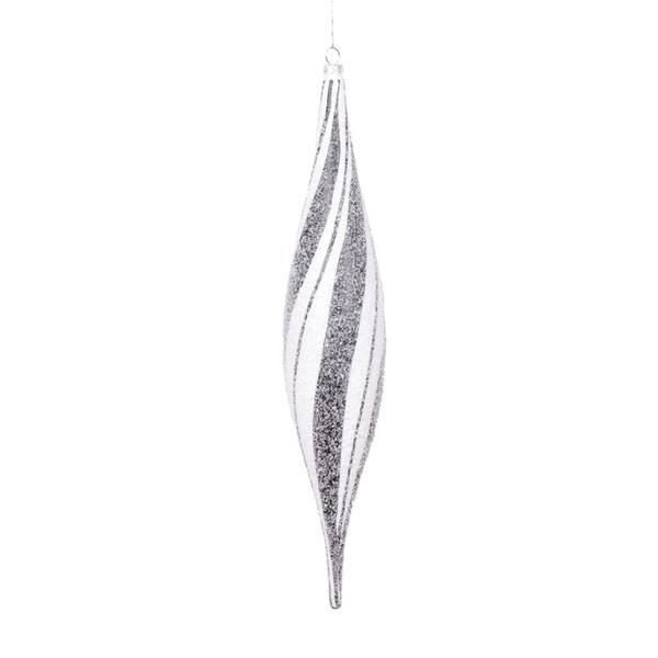 13" White / Black Swirl Shuttle Ornament (2 Pack)