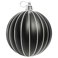 Vickerman 4" White / Black Matte Stripe Ball Ornament (4 pack)