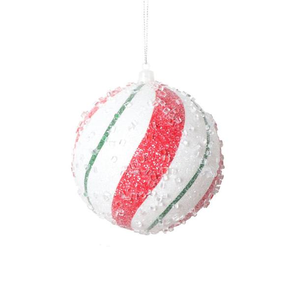 4.7" Red / White / Green Swirl Ball Ornament (2 pack)