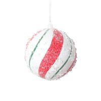 Vickerman 4.7" Red / White / Green Swirl Ball Ornament (2 pack)