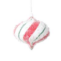 Vickerman 4" White / Red / Green Swirl Onion (3 Pack)