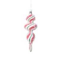 Vickerman 7" White / Red / Green Swirl Shuttle Ornament (3 pack)