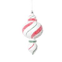 Vickerman 9" White / Red / Green Swirl Shuttle Ornament (2 pack)