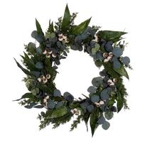 Vickerman 26" Artificial Green Eucalyptus Berry Unlit Wreath