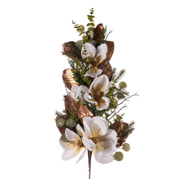 35" Artificial White Magnolia Swag
