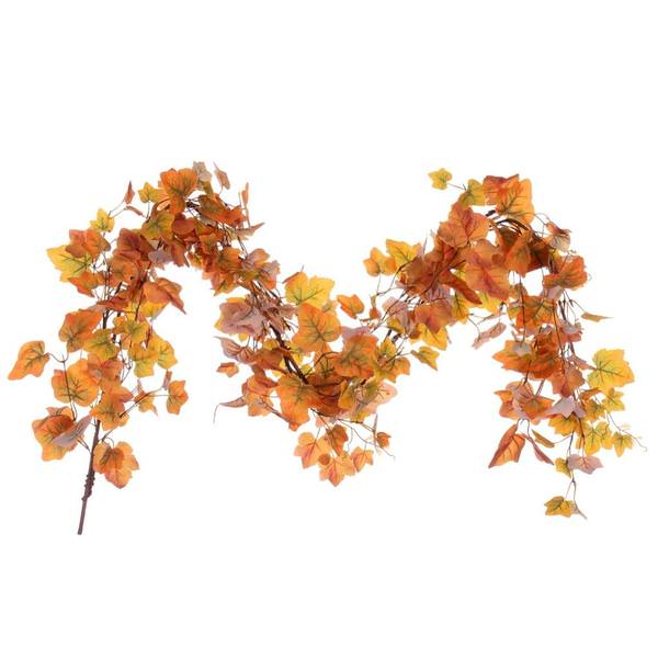 5' Artificial Fall Orange Leaf Garland