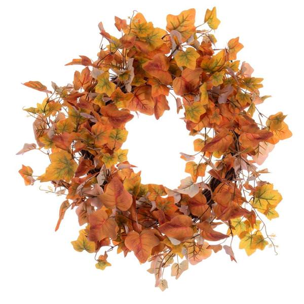 22" Artificial Fall Orange Unlit Wreath