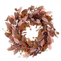 Vickerman 22" Artificial Green / Brown Leaf Unlit Wreath