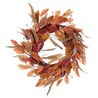 Vickerman 22" Artificial Cream / Red Leaf Unlit Wreath