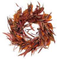 Vickerman 22" Artificial Cream / Red Leaf Unlit Wreath