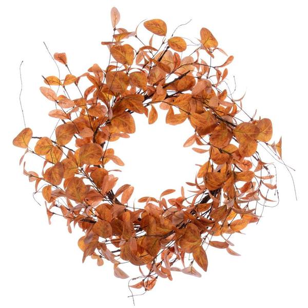 22" Artificial Orange Unlit Wreath