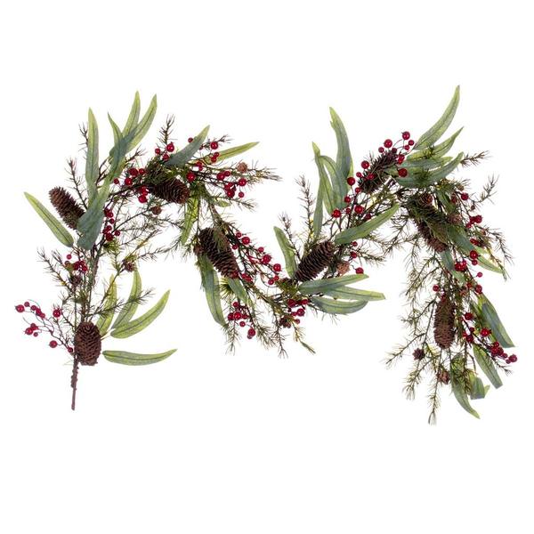 5' Artificial Green Leaf with Berries Garland