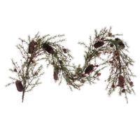 Vickerman 5' Artificial Green Leaf with Berries and Pinecones Garland
