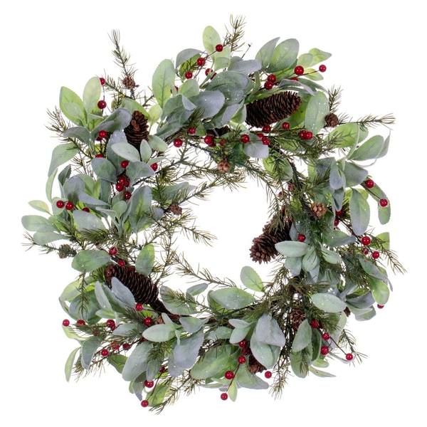 22" Artificial Green Leaf Unlit Wreath