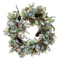 Vickerman 22" Artificial Green Leaf Unlit Wreath