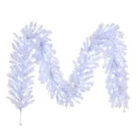 Vickerman 9' Artificial Flocked White Garland 100 Dura-Lit® Pure White LED Lights