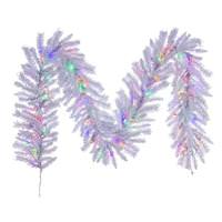 Vickerman 9' Artificial Flocked White Garland 100 Dura-Lit® Multi-Colored LED Lights